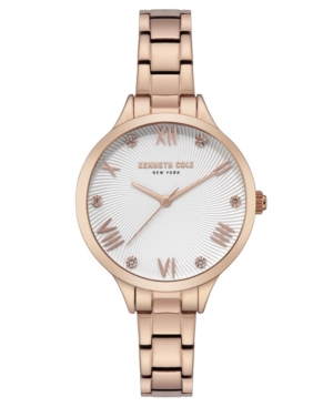 image of Kenneth Cole New York Women-s Rose Gold Stainless Steel Bracelet Watch, 34mm
