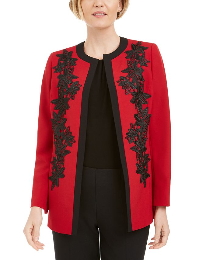 Kasper Lace Trim Open Front Jacket Macy s