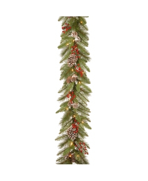 National Tree Company 9 ft Bristle Berry Pine Garland with Battery Operated Led Lights