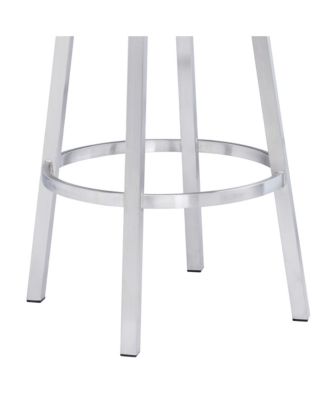 Madrid 30" Bar Height Swivel Gray Artificial leather and Brushed Stainless Steel Bar Stool