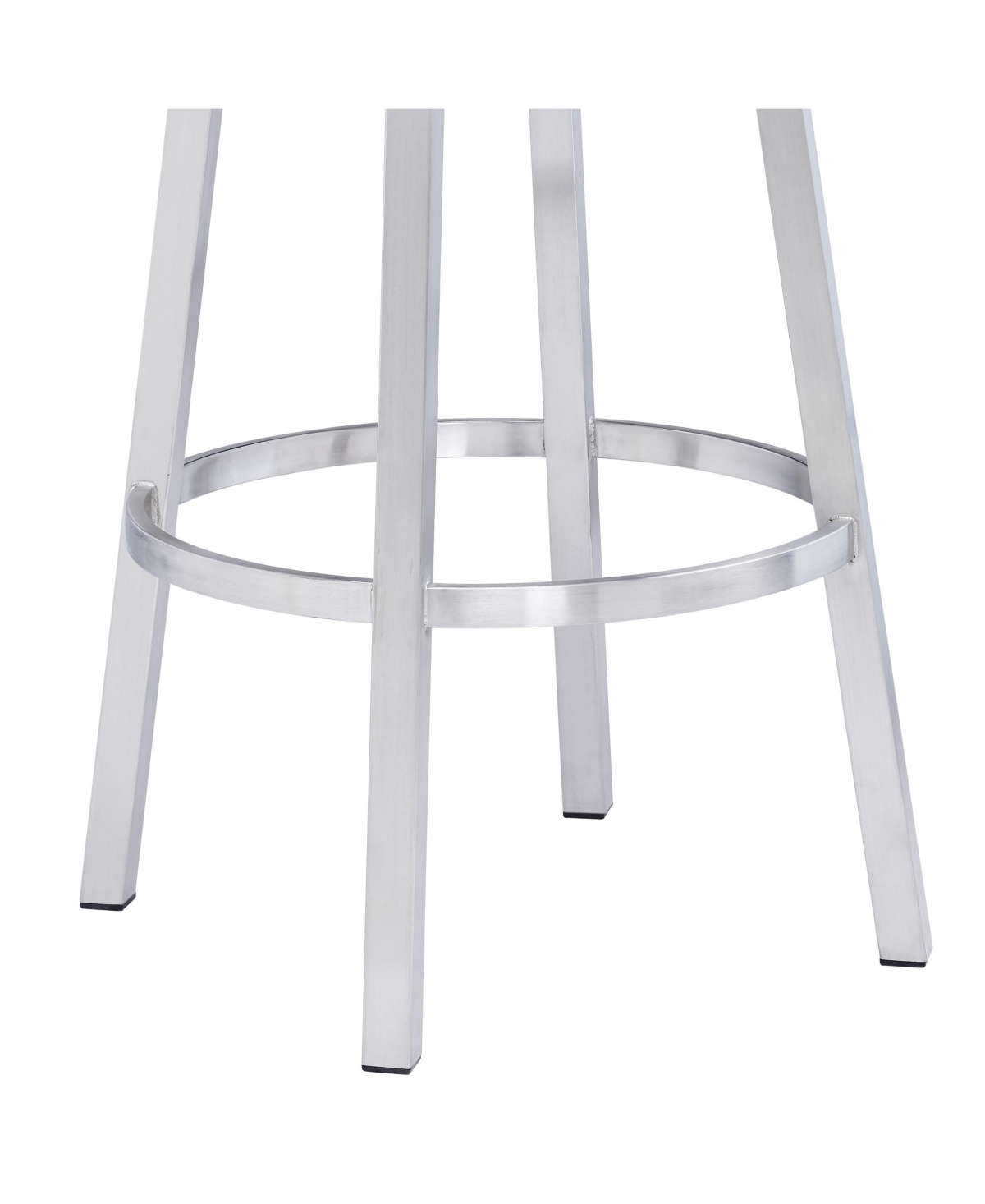 Armen Living Madrid 30" Bar Height Swivel Gray Artificial Leather And Brushed Stainless Steel Bar Stool In Gray