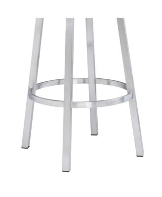 Madrid 30" Bar Height Swivel Gray Artificial leather and Brushed Stainless Steel Bar Stool