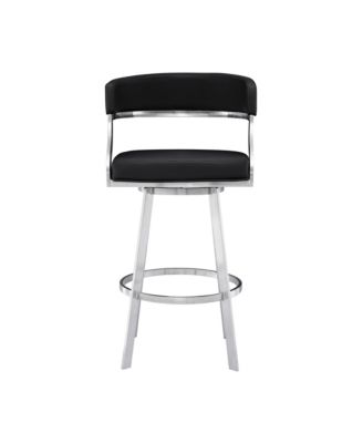 Saturn 26" Counter Height Swivel Gray Artificial leather and Brushed Stainless Steel Bar Stool