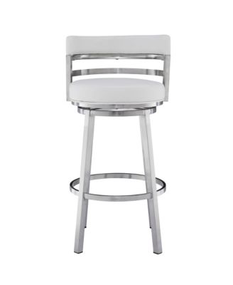 Madrid 30" Bar Height Swivel Gray Artificial leather and Brushed Stainless Steel Bar Stool