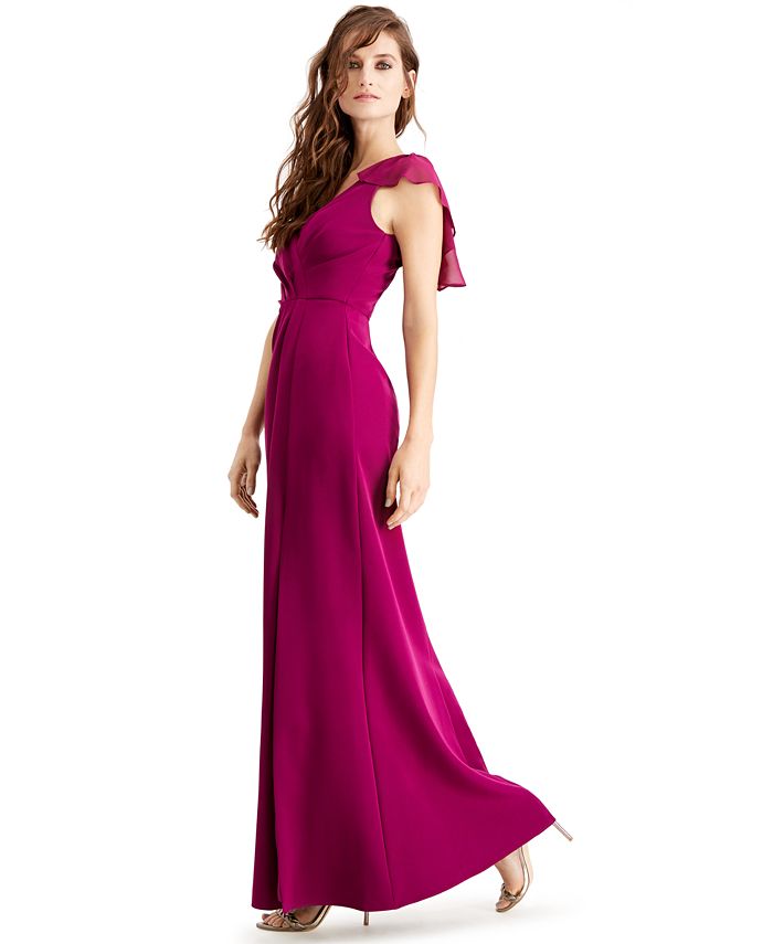 Adrianna Papell Petite Flutter-Sleeve Gown & Reviews - Dresses ...