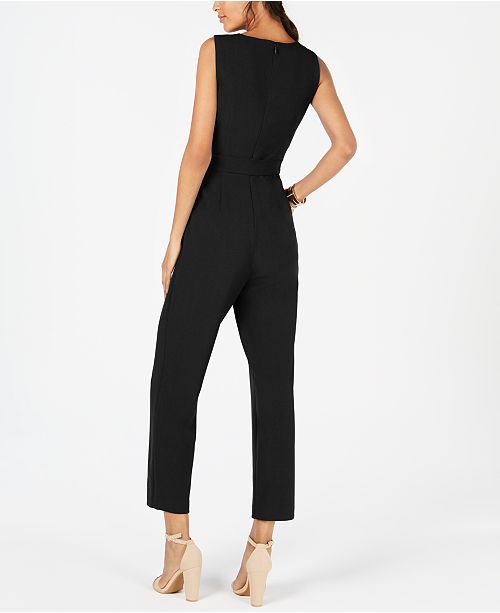 Jessica Howard Cascade-Ruffle Belted Jumpsuit & Reviews - Pants ...
