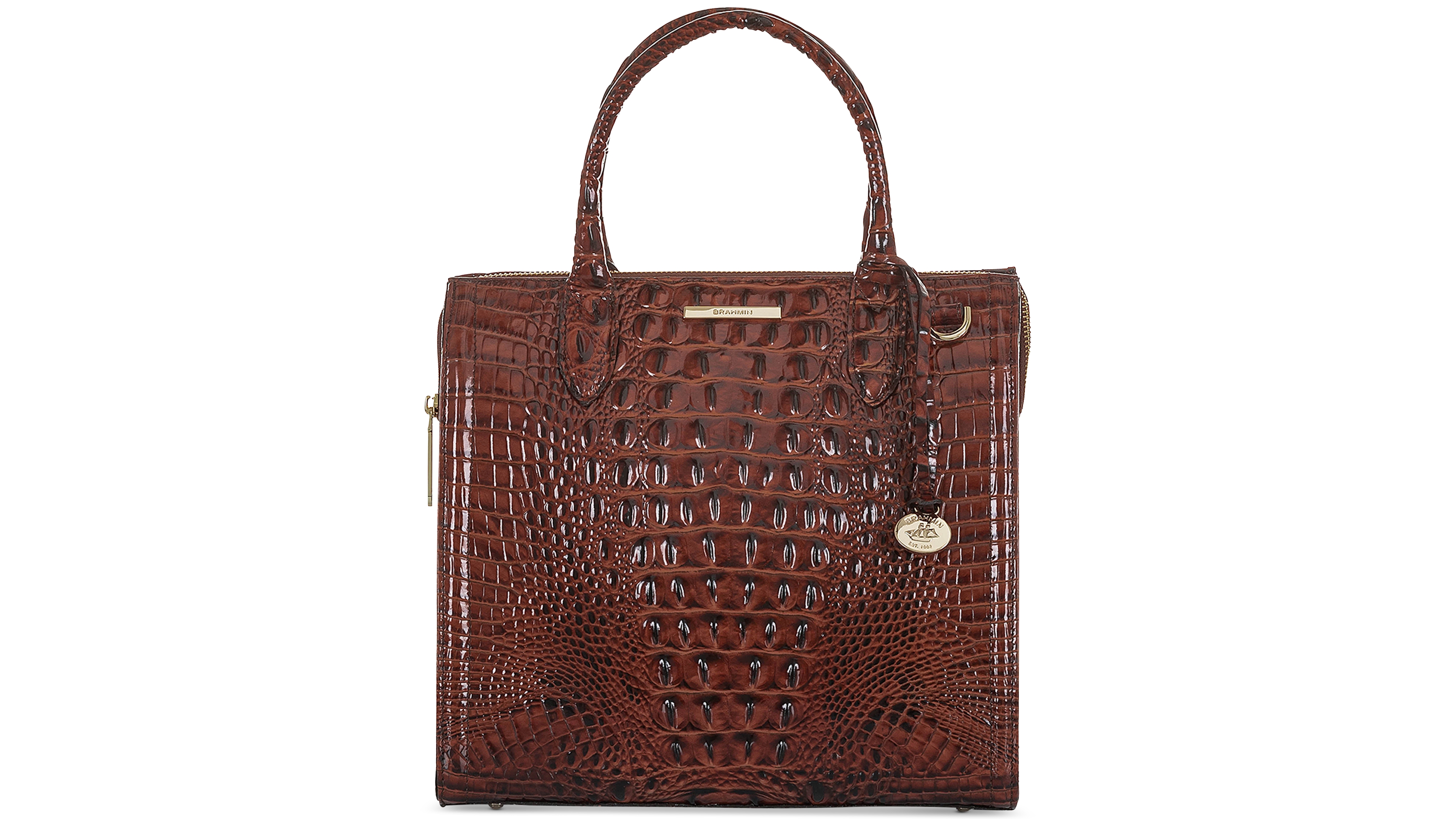 Brahmin Caroline Melbourne Embossed Leather Satchel Bag