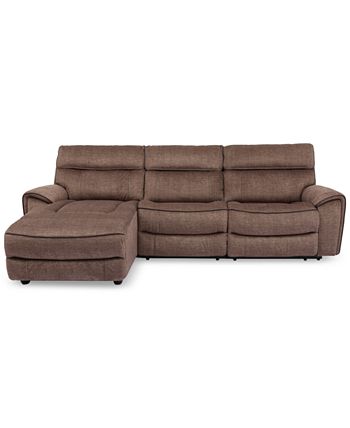 Furniture - Hutchenson 3-Pc. Fabric Chaise Sectional with Power Recliner and Power Headrest