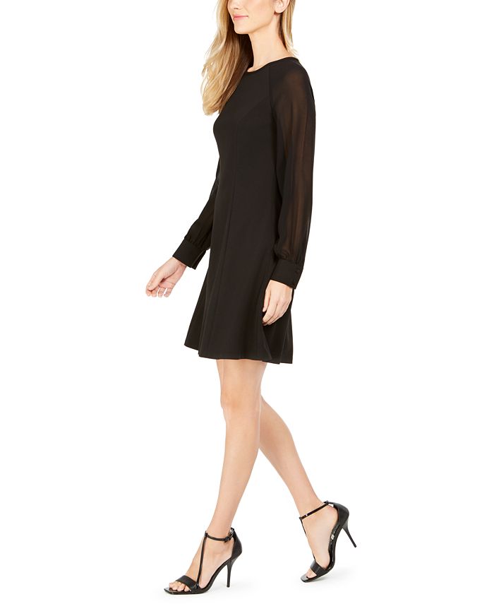 Calvin Klein Women's Elbow Sleeve Illusion-Detail Dress Black Size 6 Petite