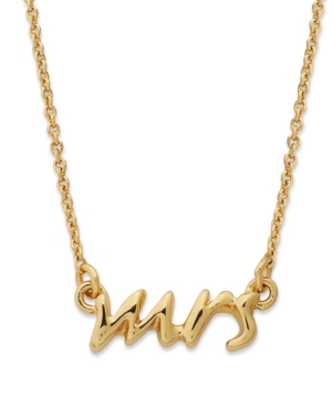 kate spade new york Necklace, 12k Gold-Plated Say Yes Mrs....