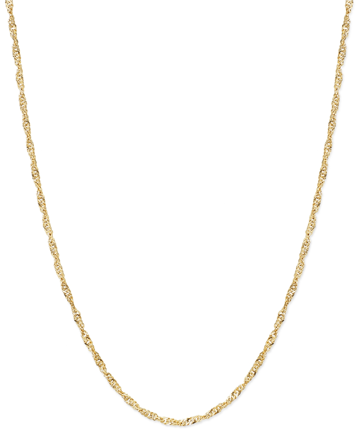 Shop Macy's 20" Singapore Chain Necklace (1-1/2mm) In 14k Gold