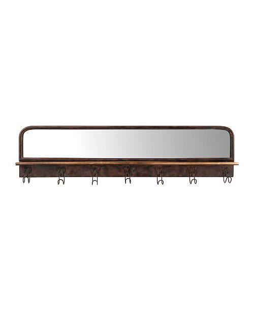 3r Studio 39 5 Metal Wall Mirror With Wood Shelf 7 Hooks