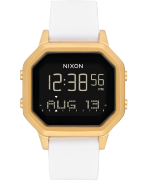 Nixon Digital Siren White Silicone Strap Watch 36mm In Gold / White