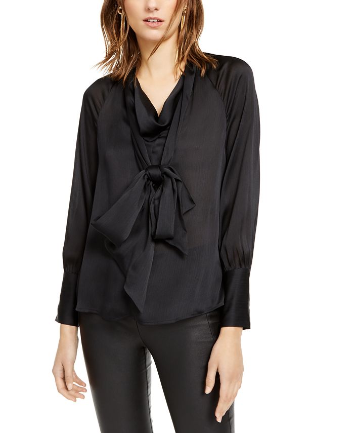 INC International Concepts INC Tie-Neck Satin Blouse, Created for Macy ...