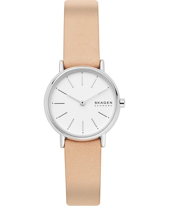 Skagen Women's Signatur Pink Leather Strap Watch 30mm - Macy's