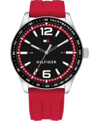 Tommy Hilfiger Men's Red Silicone Strap Watch 44mm, Created for Macy's ...