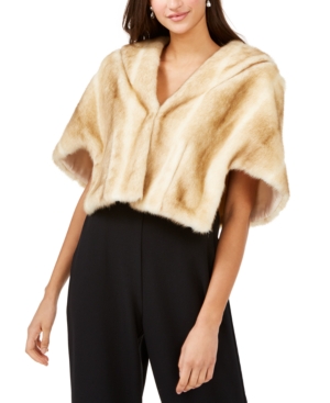 image of Eliza J Taupe Faux-Fur Jacket