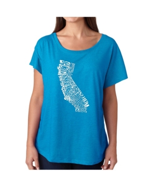 image of La Pop Art Women-s Dolman Cut Word Art Shirt - California State