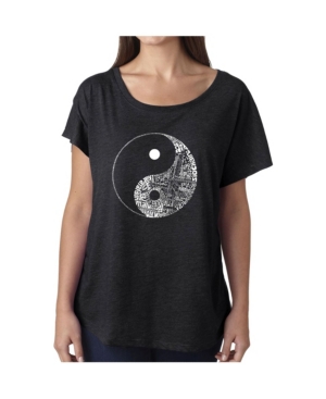image of La Pop Art Women-s Dolman Cut Word Art Shirt - Yin Yang