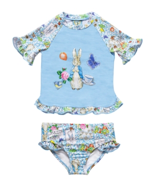 image of Beatrix Potter Baby Girls Scrapbook Print Rash Guard Two Piece Swimsuit