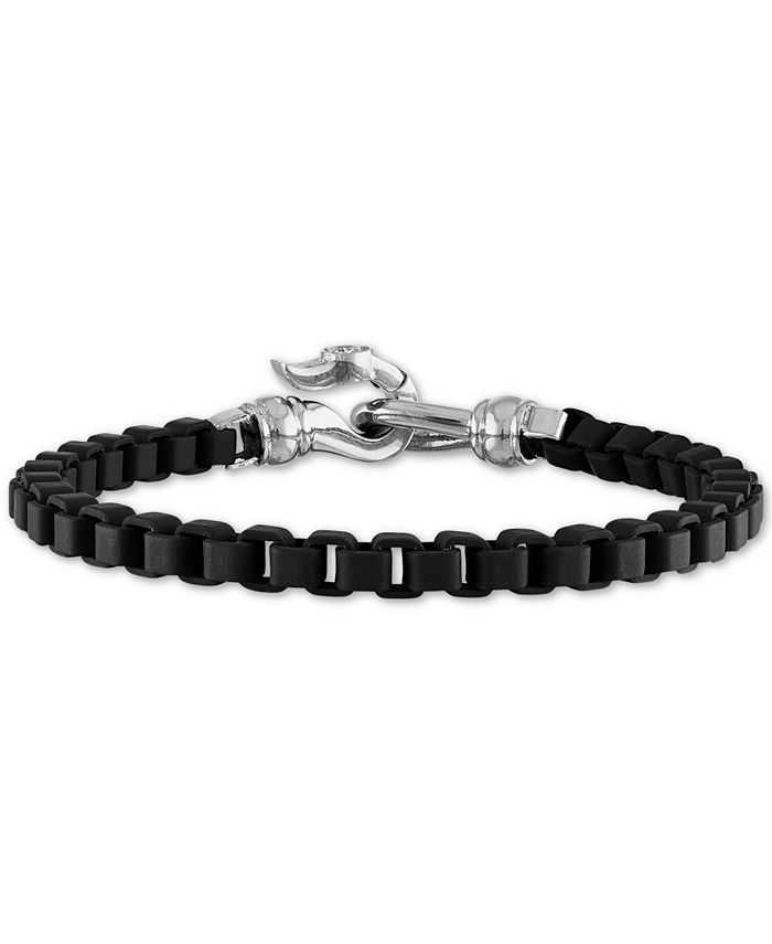 Esquire Men's Jewelry Box Link Chain Bracelet in Black Enamel ...