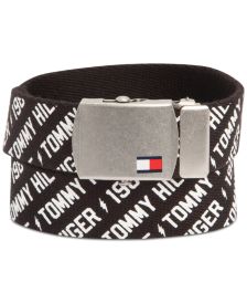 Big Boys Casual Printed Web Belt with Military-Inspired Plaque Buckle