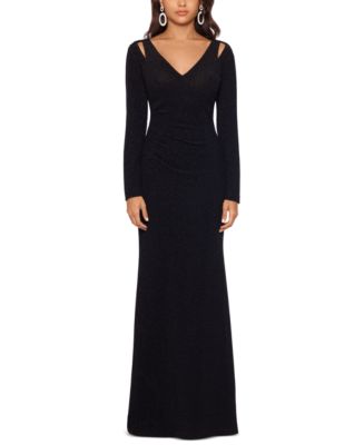 XSCAPE Glitter Cutout-Shoulder Gown - Macy's