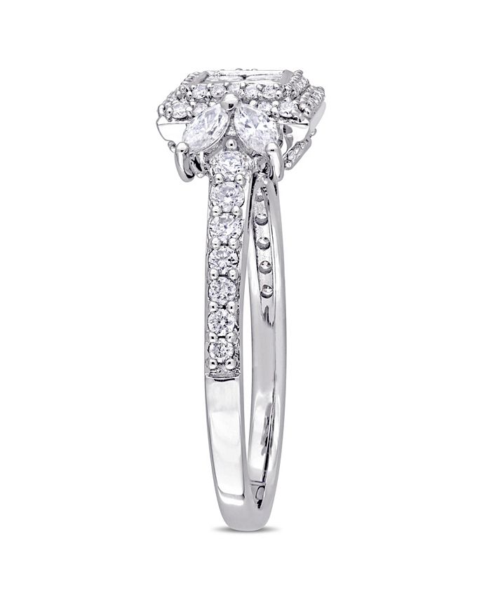 Macy's - Princess- Cut Diamond (1 ct. t.w.) Quad Halo Engagement Ring in 14k White Gold