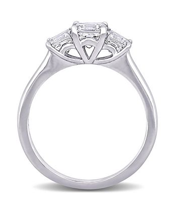 Macy's - Asscher-Cut Diamond (1 1/2 ct. t.w.) 3- Stone Engagement Ring in 14k White Gold