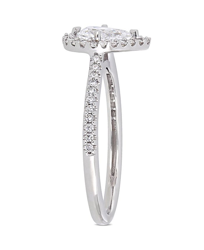 Macy's - Pear-Cut Floating Diamond (3/4 ct. t.w.) Halo Engagement Ring in 14k White Gold