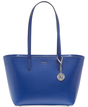 Dkny Sutton Leather Bryant Medium Tote In Royal Blue/silver