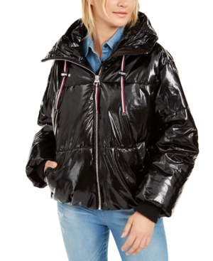 image of Tommy Hilfiger Shiny Hooded Puffer Coat