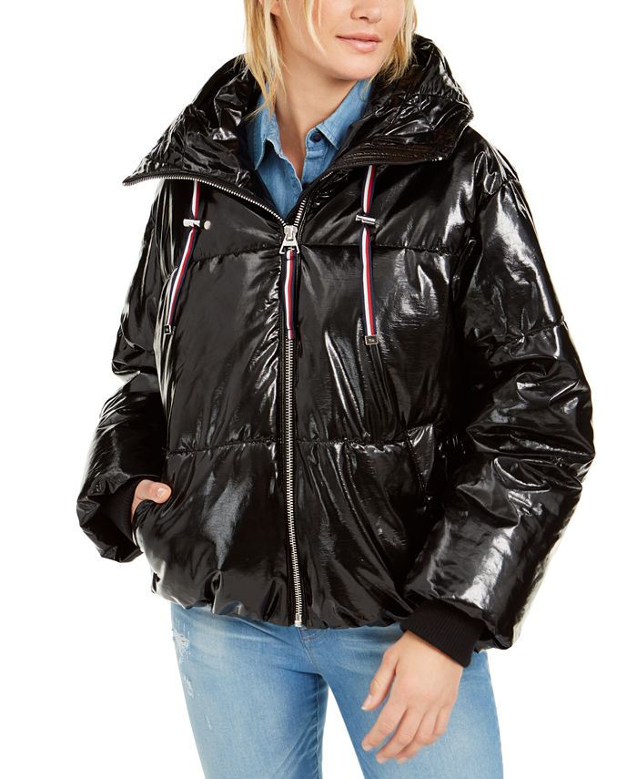 Tommy Hilfiger Shiny Hooded Puffer Coat & Reviews - Coats Jackets - Women - Macy's