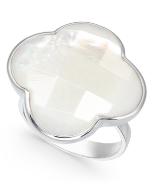 image of Mother-of-Pearl Clover Statement Ring in Sterling Silver