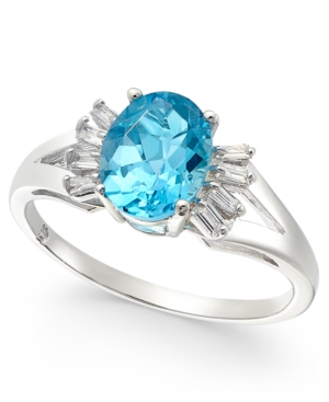 image of Blue Topaz (1-1/2 ct. t.w.) & Diamond (1/8 ct. t.w.) Ring in 14k White Gold