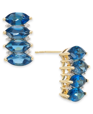 image of Blue Topaz (4-3/8 ct. t.w.) & Diamond (1/10 ct. t.w.) Drop Earrings in 14k Gold