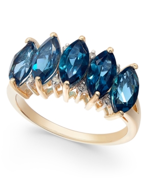 image of Blue Topaz (4 ct. t.w.) & Diamond Accent Ring in 14k Gold