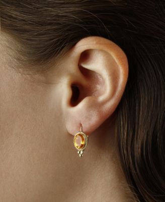 Gemstone Twist Gallery Drop Earring in 14k Yellow Gold Available in Citrine