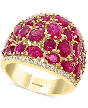 image of Effy Certified Ruby (6-5/8 ct. t.w.) & Diamond (1/5 ct.t.w.) Statement Ring in 14k Gold