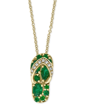 image of Emerald (3/4 ct. t.w.) & Diamond (1/20 ct. t.w.) Flip-Flop 18