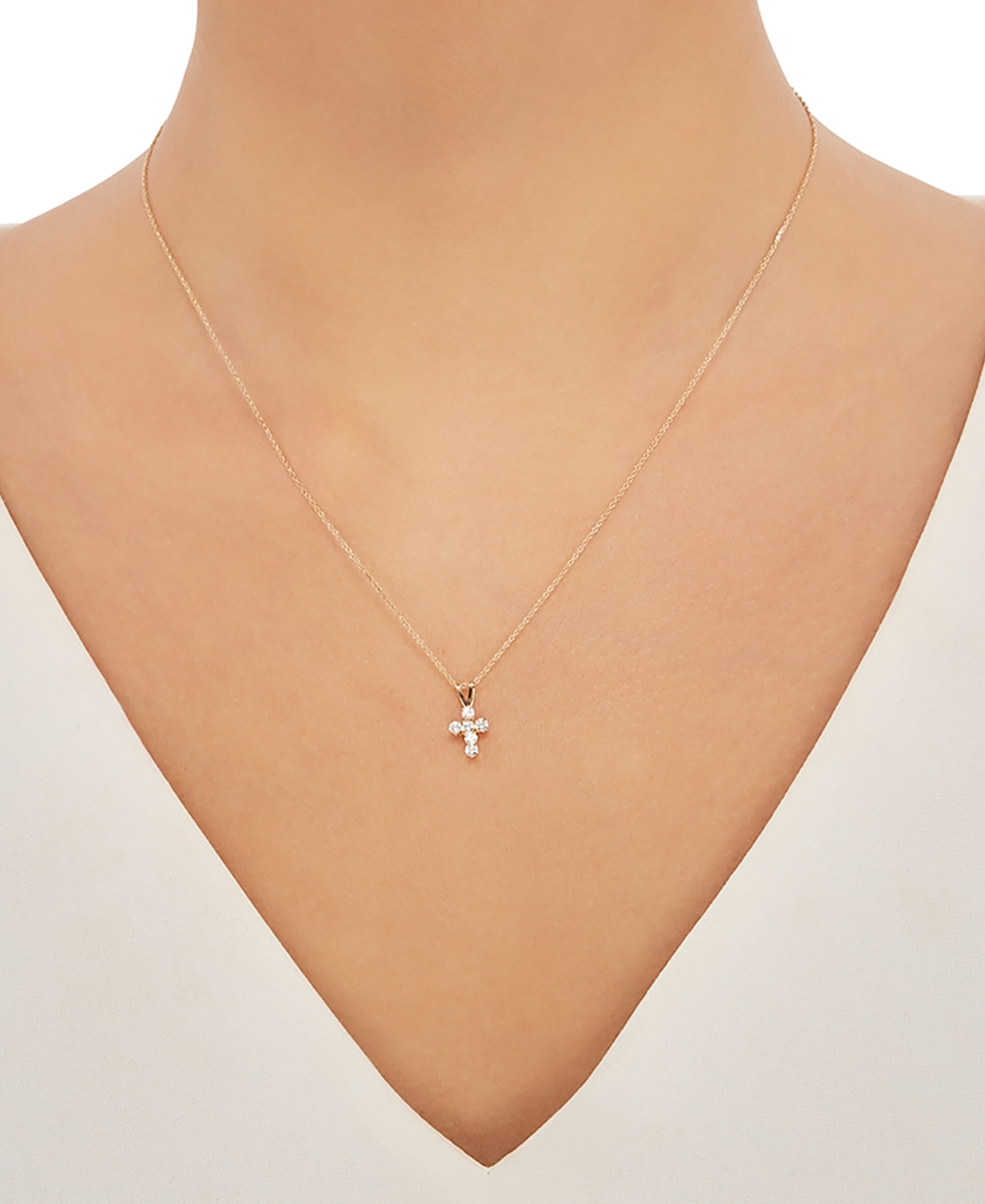 Cubic Zirconia Cross 18" Pendant Necklace in 14k Gold