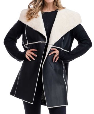 faux leather sweater jacket