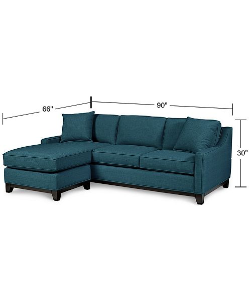 Furniture Keegan 90 2 Piece Fabric Reversible Chaise Sectional