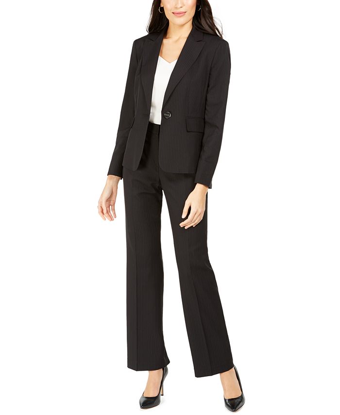 Le Suit Single-Button Pinstriped Pants Suit - Macy's