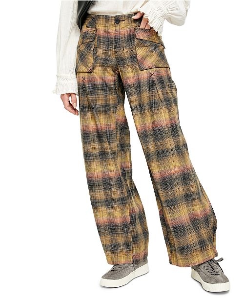 Free People Birch Plaid Wide Leg Pants Reviews Pants Leggings Women Macy S