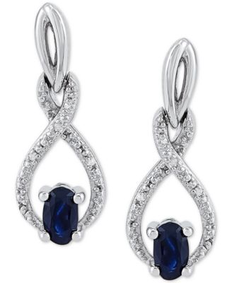 2-Pc. Set Sapphire (1-1/3 ct. t.w.) & Diamond (1/20 ct. t.w.) Pendant Necklace & Matching Drop Earrings in Sterling Silver (Also in Emerald)