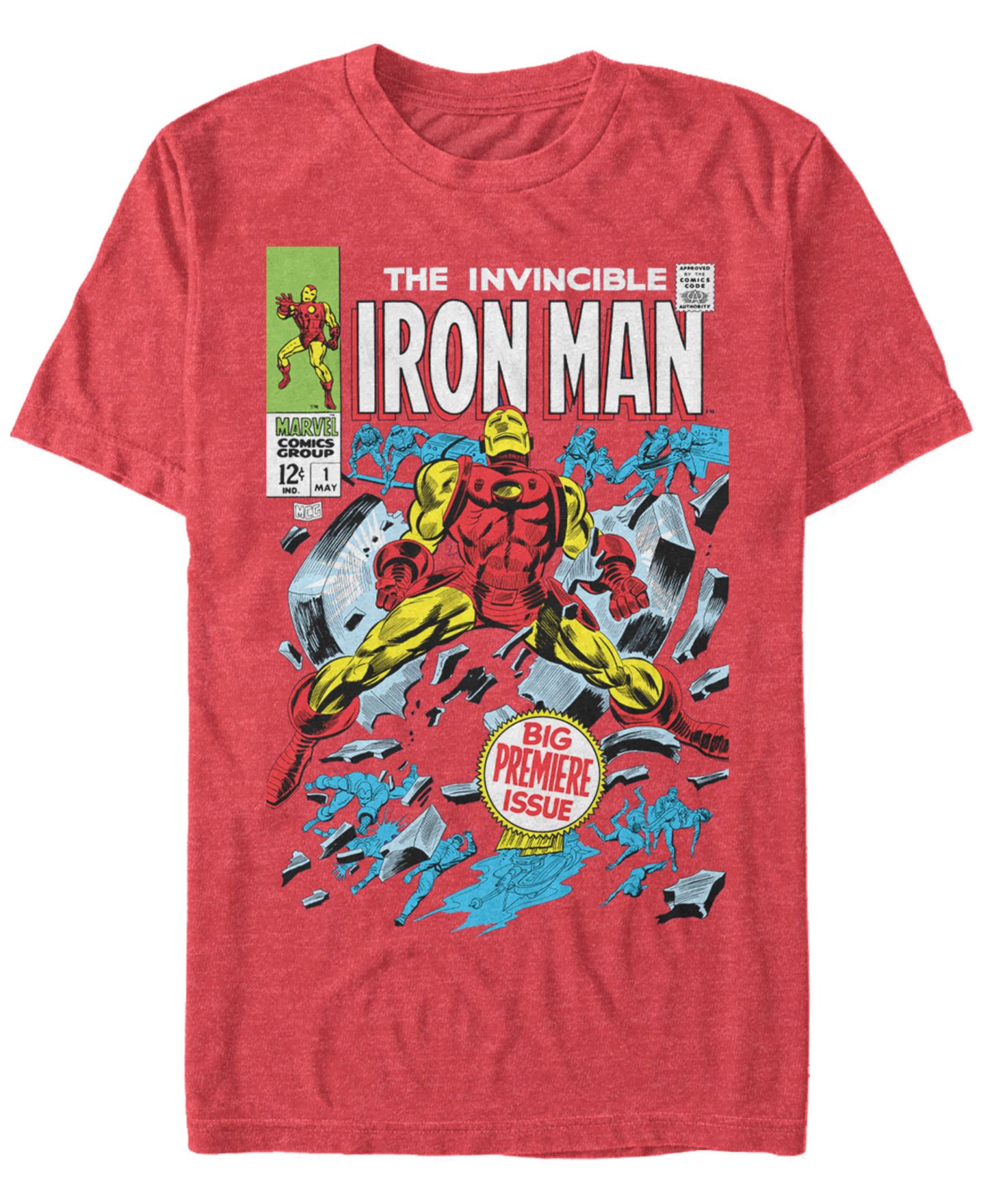 Мужская футболка Fifth Sun Marvel Iron Man Invincible Premier Issue Comic Book Cover, Short Sleeve, цвет: Красный — фото 1