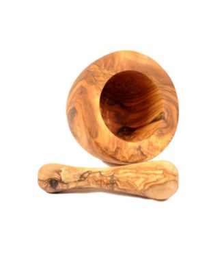 Olive Wood Flat Edge Pestle and Mortar