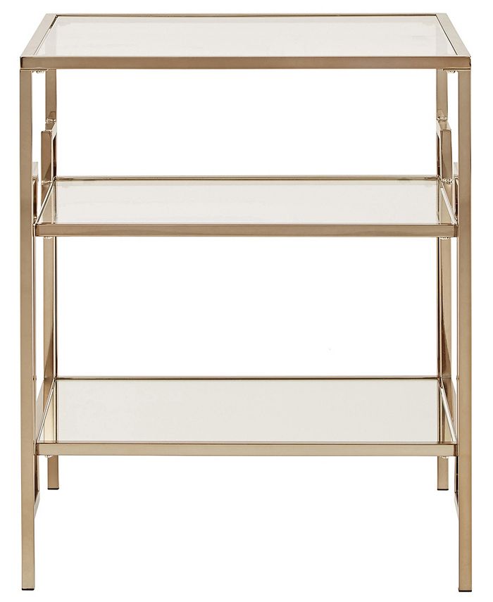 iNSPIRE Q Evander Side Table with Mirror Bottom and Glass Shelf and Top