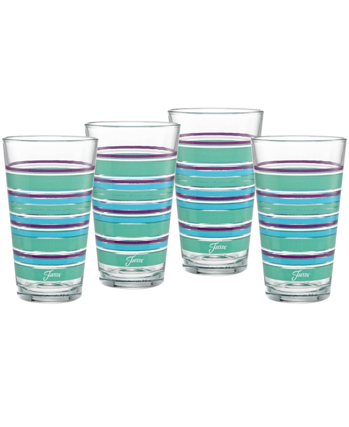 FIESTA FARMHOUSE CHIC STRIPES 16-OUNCE TAPERED COOLER GLASS SET OF 4